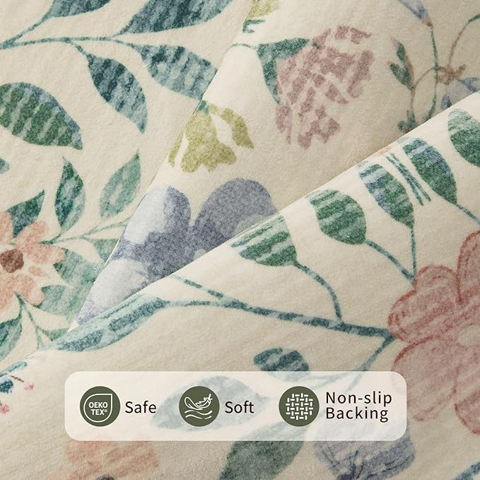 Door Mat Floral Entryway Rug, Washable Samll 2x3 Rug, Boho Green Front Door Mat - Image 6