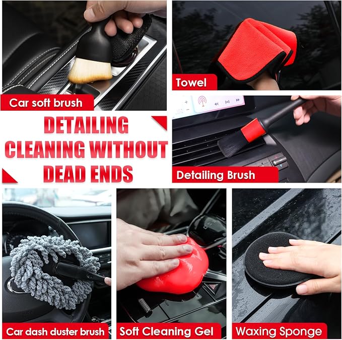 Viewsun 17PCS Car Cleaning Kit, Detailing Brush Set, Windshield Cleaner - Image 4