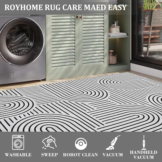 Modern Rug 2x6 Runners for Hallways, Abstract Kitchen Runner Rugs Non Slip Bath - Image 5