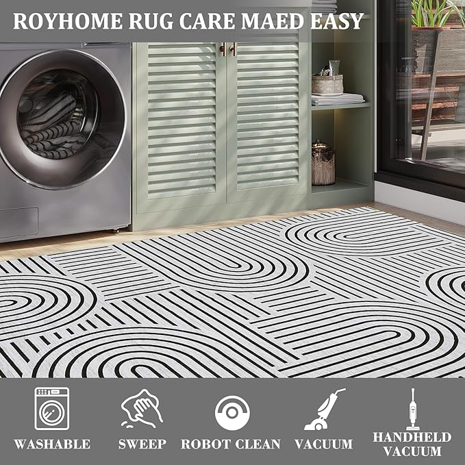 Washable Rug 5x7 Area Rugs for Living Room, Abstract Rug for Bedroom, Soft - Image 5