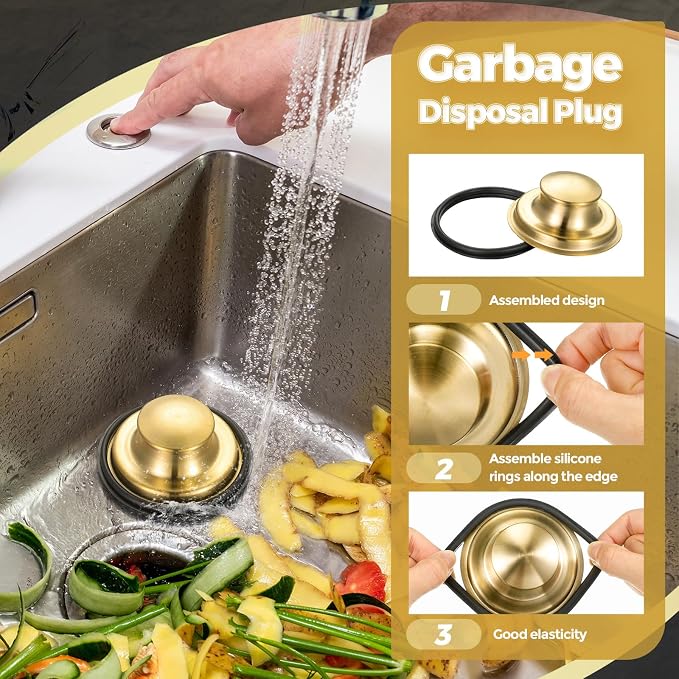 Mudder 3 Pcs Kitchen Sink Drain Strainer and Stopper Stainless Steel Garbage - Image 5