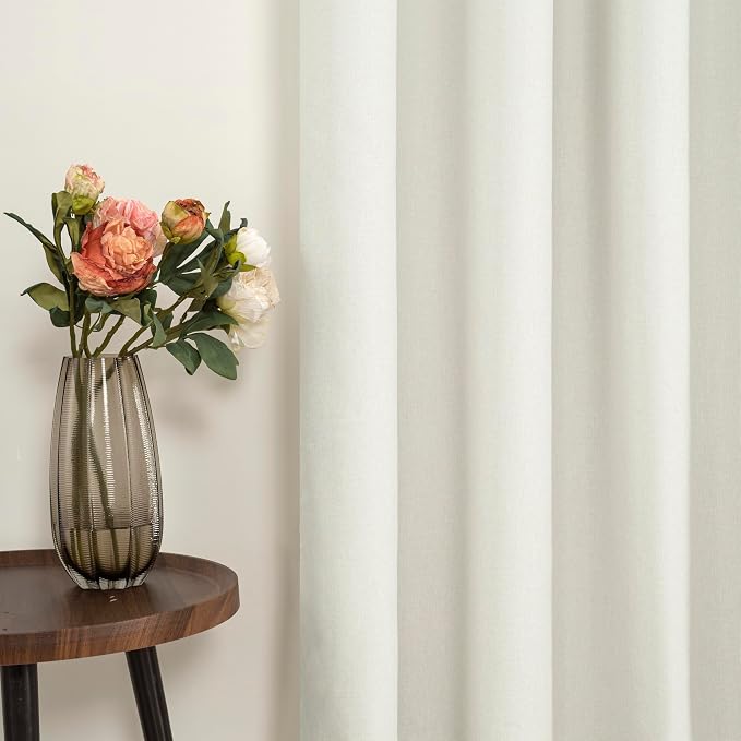 YoungsTex Ivory Linen 100% Blackout Curtains 40 Inch Length, Short Black Out - Image 7