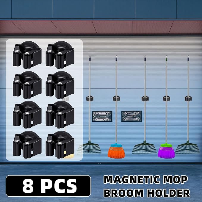 8 Pcs Magnetic Mop Broom Holder Movable Magnetic Broom Holder Rack, Anti Slip - Image 5