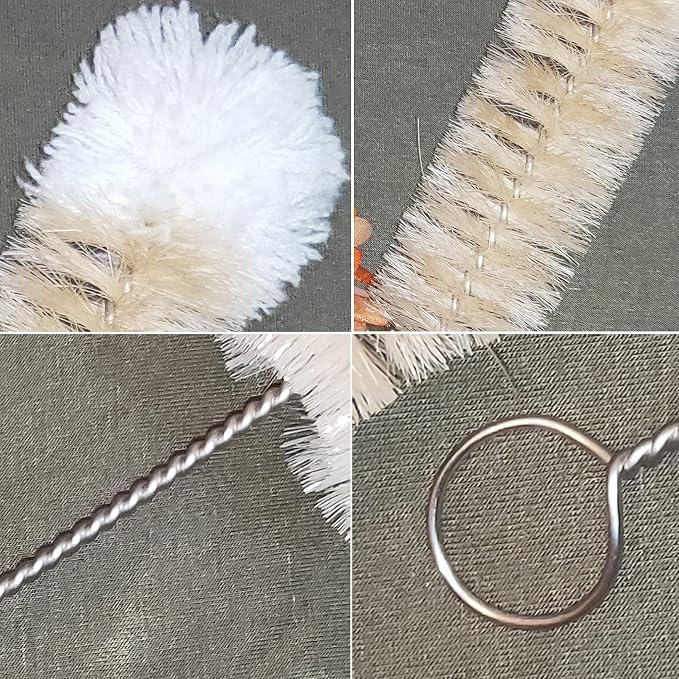 NewFerU Stainless Steel Soda Bottle Cleaning Brush in Natural Boar Bristle Wool - Image 3
