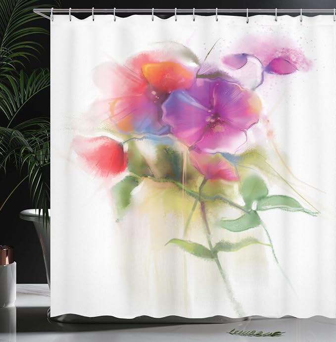 Ambesonne Flower Shower Curtain, Blooming Orchid Spring Bouquet Romance Wedding - Image 3