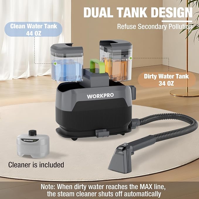 WORKPRO Steam Portable Carpet and Upholstery Cleaner, 16KPa Upholstery Cleaner - Image 6