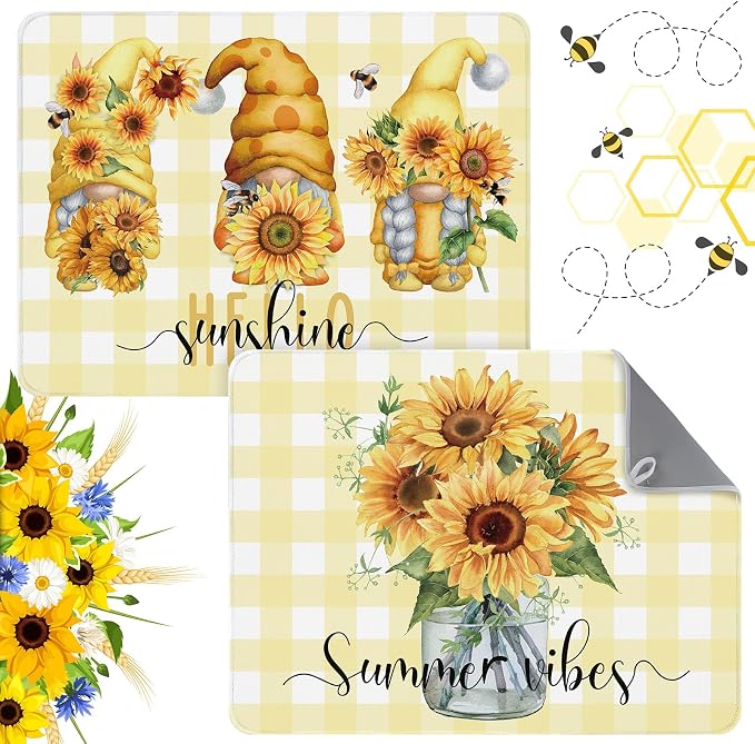 2 Pcs Sunflower Dish Drying Mat by SiliFine