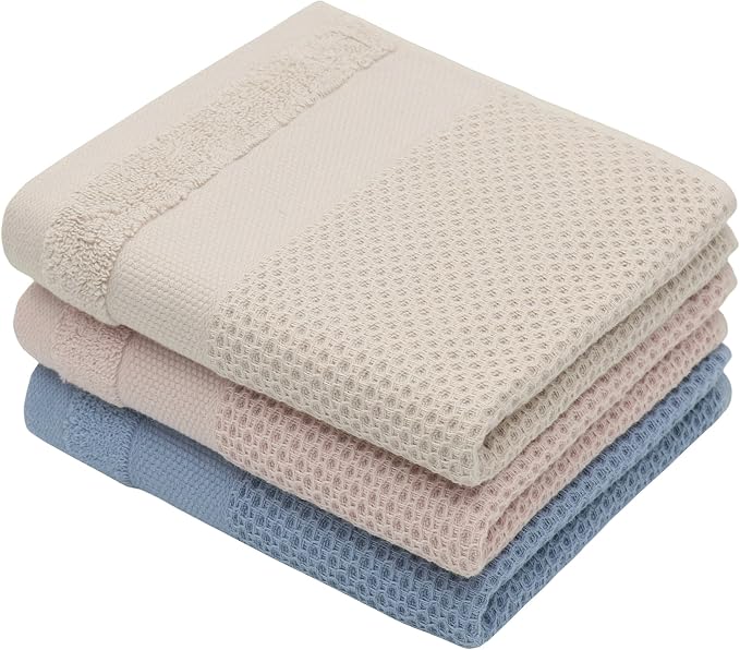 Mia'sDream Cotton Hand Face Head Towel Waffle Weave Kitchen Tea Towel Dish by MiasDream