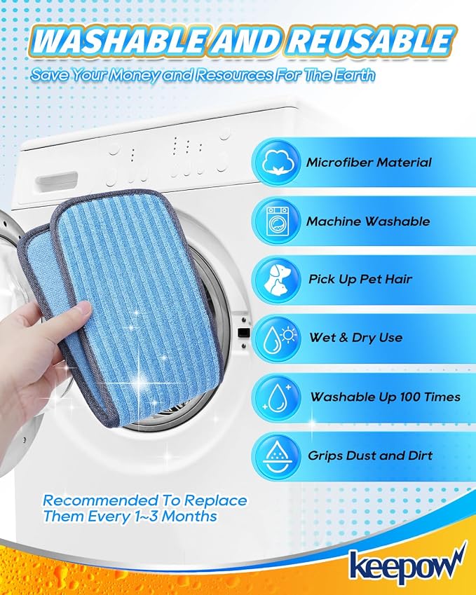KEEPOW Reusable Microfiber Mop Pads Compatible - Image 5