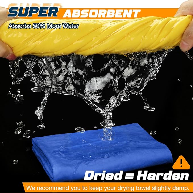Premium Absorbent Car Drying Towel, 2 Pack 26''x17'' Super Soft Shammy Towel - Image 3