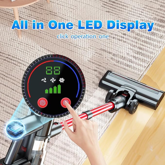 Cordless Vacuum Cleaner, 48Kpa Strong Suction, 50Mins Runtime, Anti-Tangle - Image 3