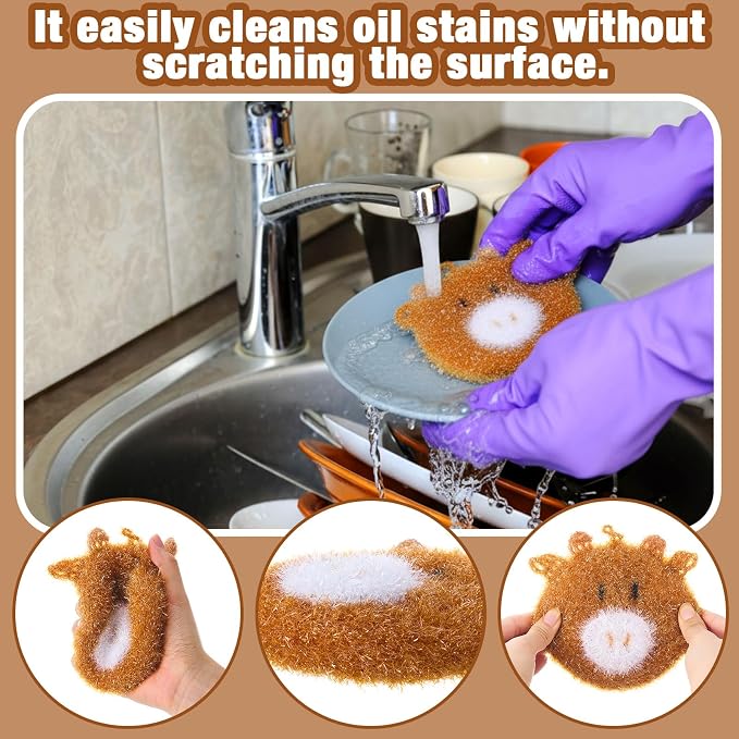 Breling 6 Pieces Sunflower Shape Dish Sponge Dual Sided Non Scratch Dish - Image 3