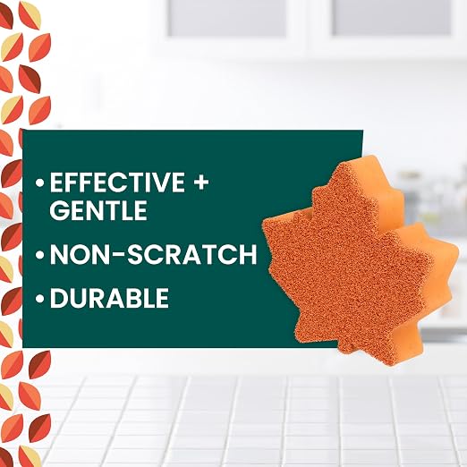 Scotch-Brite Leafy Clean Scrub Sponge, Two-Sided Kitchen Sponges - Image 2