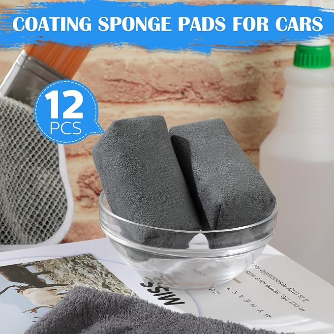 Riakrum 12 Pack Microfiber Applicator Pads Suede Car Detailing Sponge Ceramic - Image 7