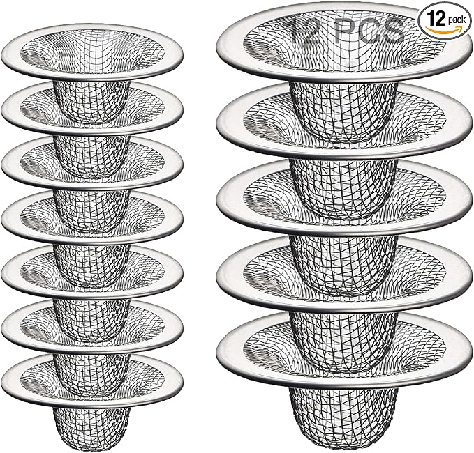12PCS Stainless Steel Slop Basket Filter Trap, 2.75" & 4.41" Mesh Sink Drain by Beyoslf