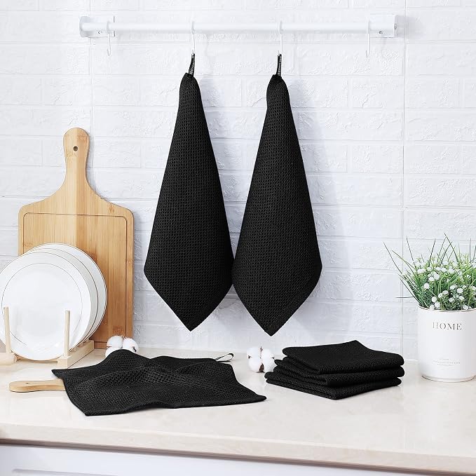 Kitinjoy 100% Cotton Kitchen Dish Cloths, 12 Pack Waffle Weave Ultra Soft - Image 6
