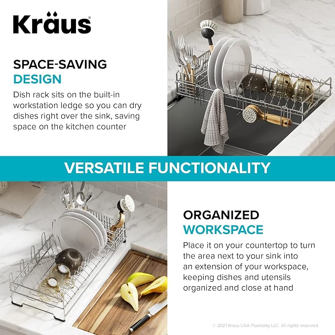 Kraus Workstation Kitchen Sink Dish Drying Rack Drainer and Utensil Holder - Image 4