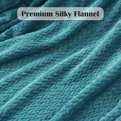 NEWCOSPLAY Super Soft Queen Blanket Dark Blue Premium Silky Flannel Fleece Leaves Pattern Lightweight Bed Blanket All Season Use (Dark Blue, Queen(90"x90"))