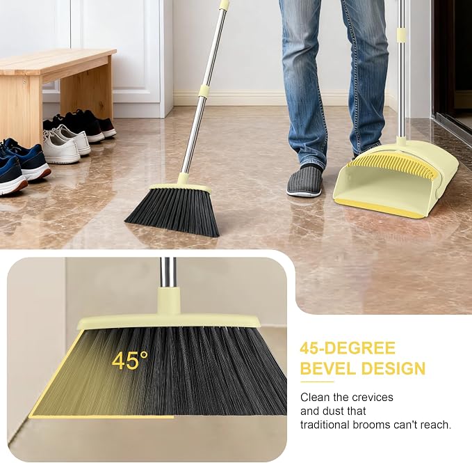 Broom with Dustpan Combo Set, 54-in Adjustable Handles Broom and Dustpan Set - Image 4