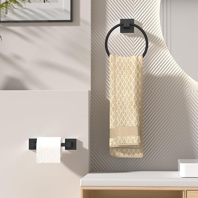 FORIOUS Toilet Paper Holder Wall Mount and Hand Towel Ring Set, SUS 304 - Image 2