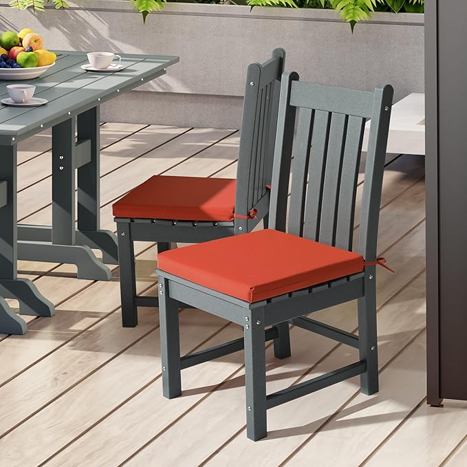 WestinTrends Solace Outdoor Patio Kitchen Dining Chair Square Seat Cushions Set of 4, 19 x 18, Orange