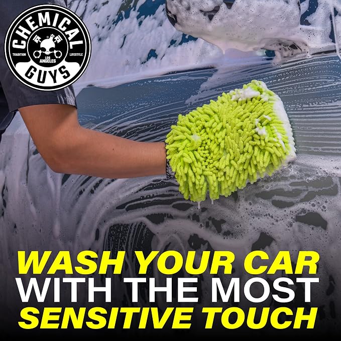 Chemical Guys, Chenille Premium Scratch-Free Microfiber Wash Mitt, Lime Green - Image 4