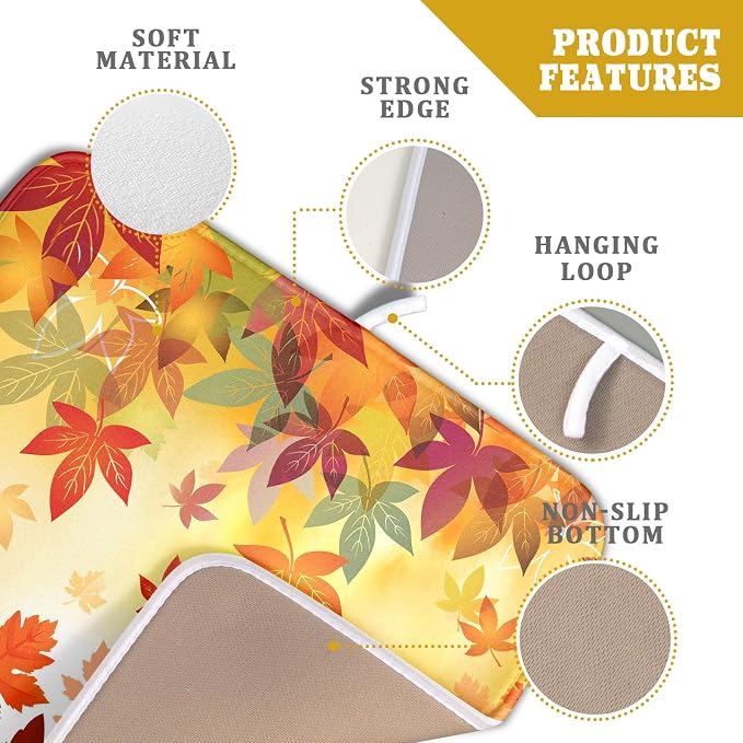 Autumn Fall Dish Drying Mat for Kitchen Counter Pumpkin Maple Leaves Drying Mat - Image 4