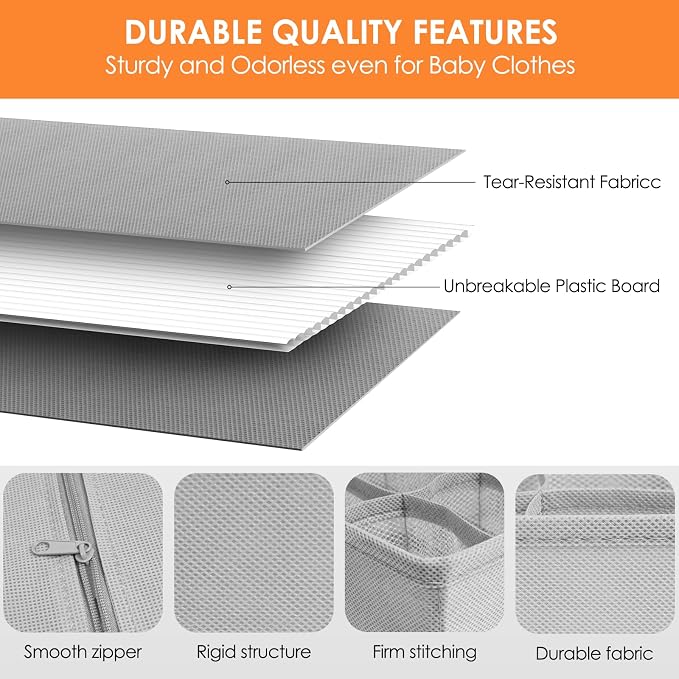 12 Pack Sock Underwear Drawer Organizer Dividers, 116 Cells Fabric Foldable - Image 4