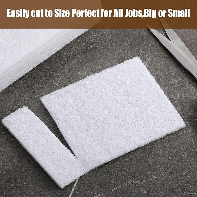 Hoolerry 40 Pcs White Scrub Pads Light Duty Scouring Non Woven Pad Non Scratch - Image 6