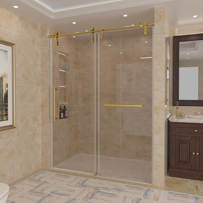 56-60" W x 76" H Frameless Shower Door, Sliding Shower Door - Image 7
