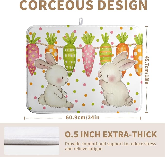 Easter Spring Dish Drying Mats Cute Bunny Dish Mat Easter colorful Carrots - Image 4