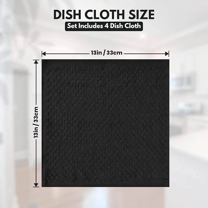 Infinitee Xclusives Premium Dish Cloth 100% Cotton 12 x 12 Inches |Pack of 4| - Image 3