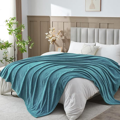 NEWCOSPLAY Super Soft Queen Blanket Dark Blue Premium Silky Flannel Fleece Leaves Pattern Lightweight Bed Blanket All Season Use (Dark Blue, Queen(90"x90"))