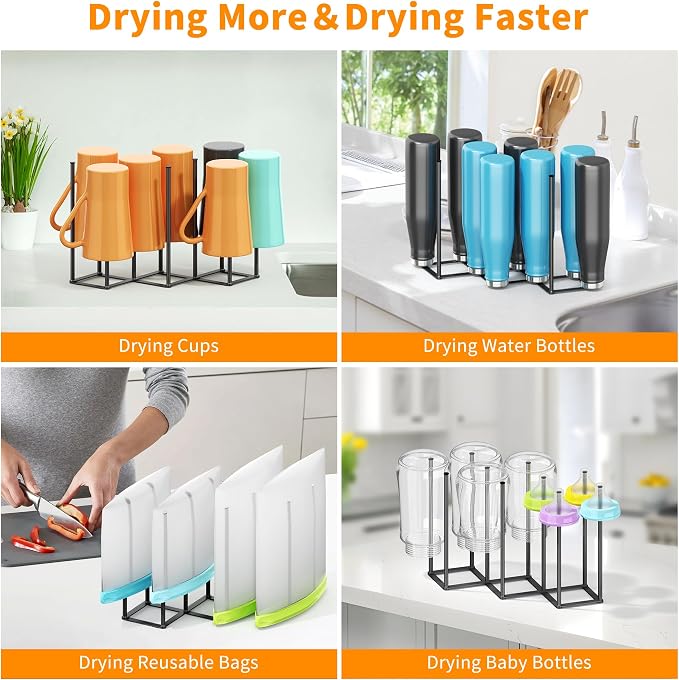 Foldable Baby Bottle Drying Rack-10 Poles Water Bottle Organizer - Image 5