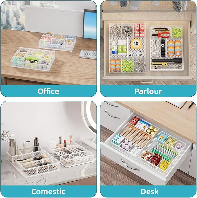 Marbrasse 2 Pack Desk Drawer Organizer, Mesh Drawer Organizer Tray - Image 3