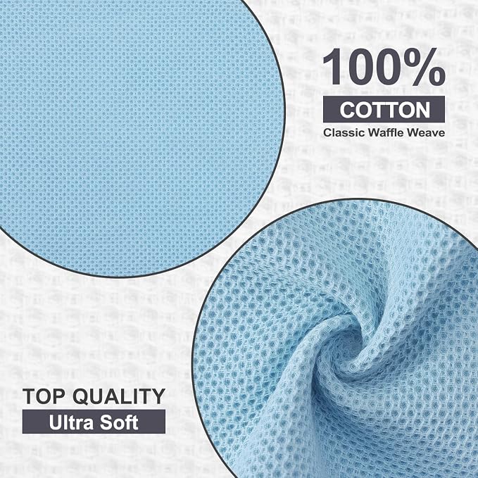 Kitinjoy 100% Cotton Kitchen Dish Cloths, 6 Pack Waffle Weave Ultra Soft - Image 2