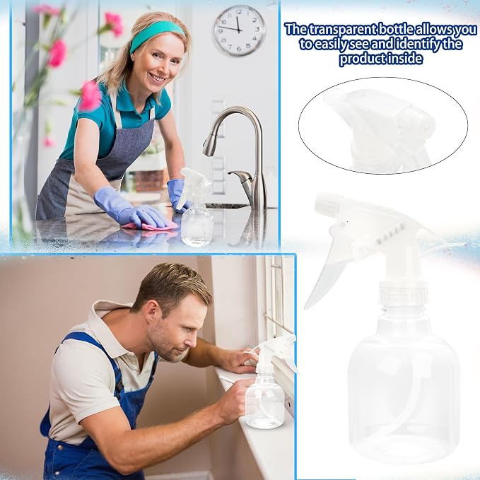 20 Pcs Empty Plastic Spray Bottle 8 OZ Reusable Clear Liquid Container - Image 4