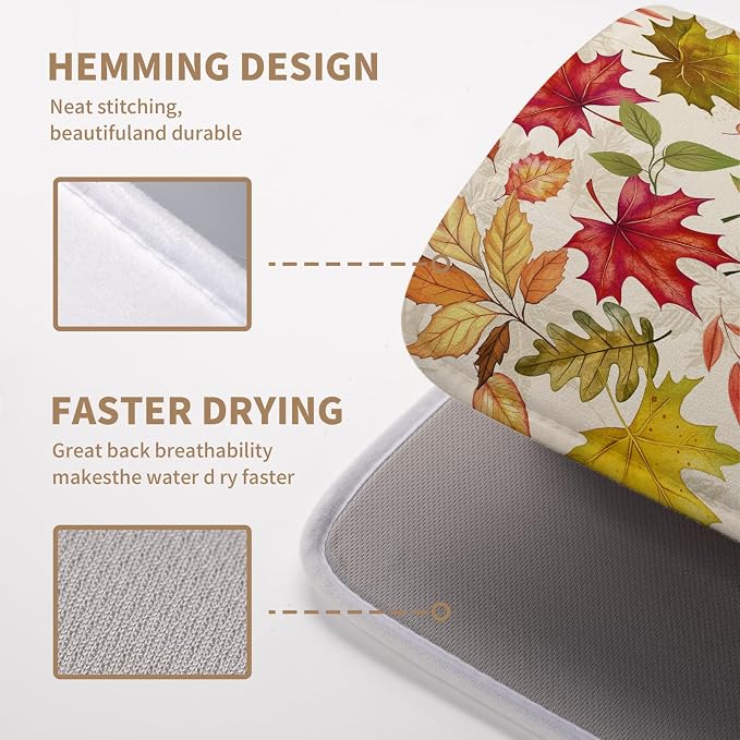 Fall Drying Mat for Kitchen Counter 16 x 18 Inch Maple Leaves Autumn - Image 4