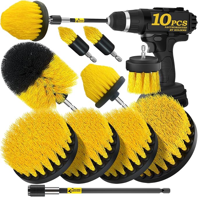 Holikme 10Pieces Drill Brush Attachments Set, Power Scrubber Brush by Holikme
