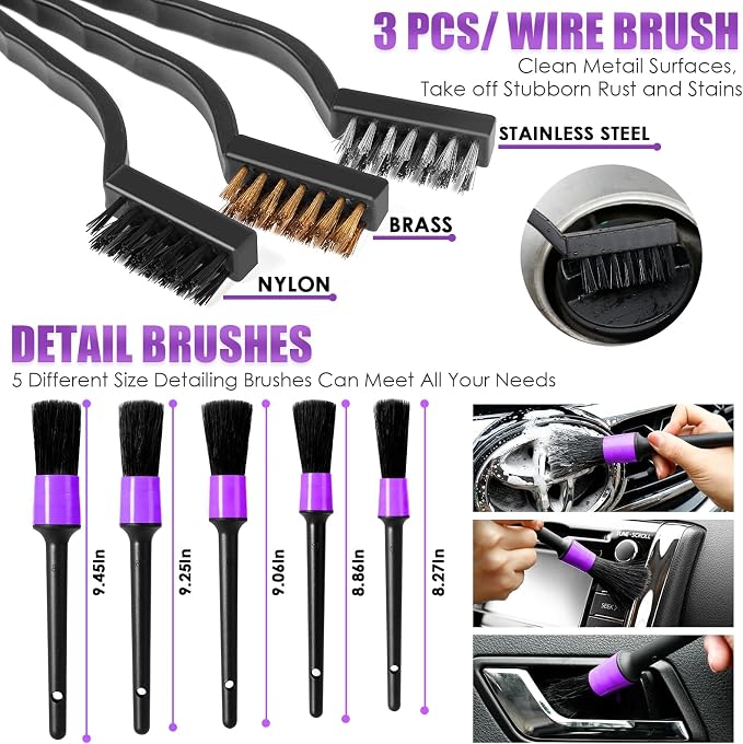 Viewsun 17PCS Car Cleaning Kit, Detailing Brush Set, Windshield Cleaner - Image 5