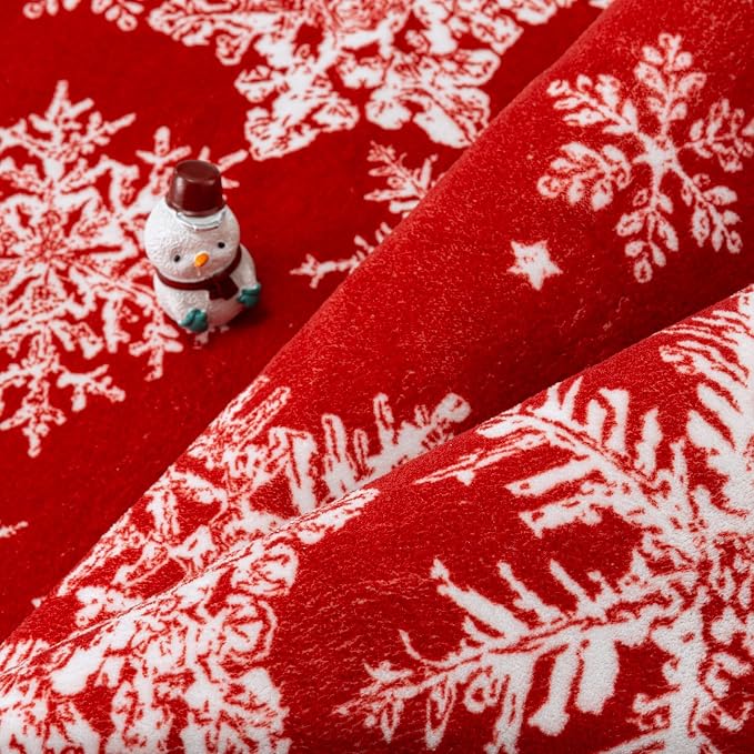 Red Area Rug 5x7 Christmas Living Room Carpet Snowflake Washable Kitchen Mat - Image 7