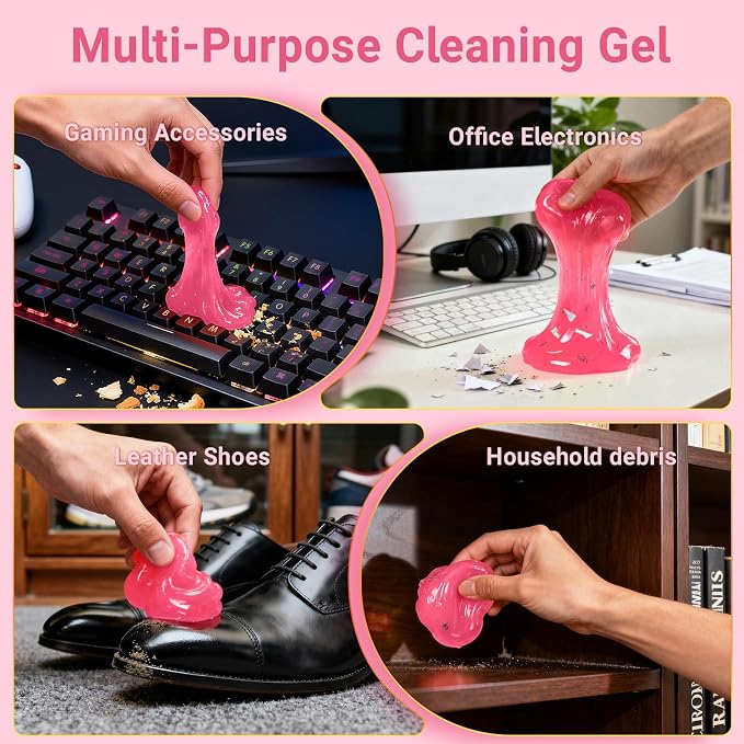 ColorCoral 2 Pack Car Cleaning Gel Reusable Auto Slime Cleaner, Rose Scent Dust - Image 6