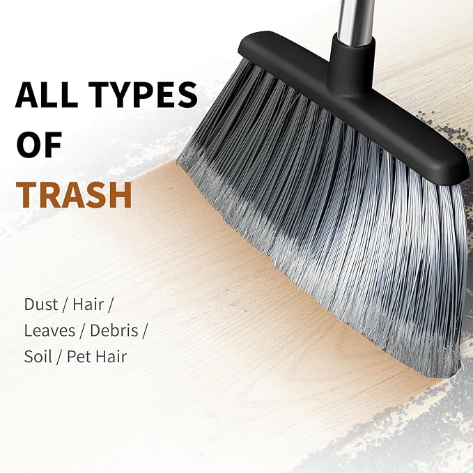 Broom, Outdoor Brooms for Sweeping Indoor, Adjustable 55" Pet Hair Removal - Image 4