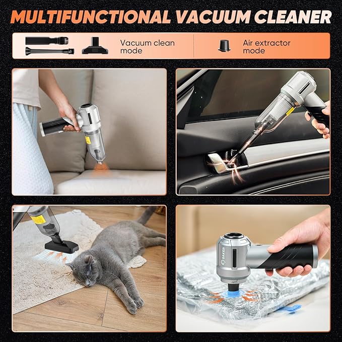 Saker Portable Handheld Vacuum Cordless Portable 17000PA Foldable Car Vacuum - Image 5