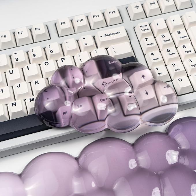 Ergonomic Cloud Silicone Gel Keyboard and Mouse Wrist Rest Set – Clear Wrist - Image 8