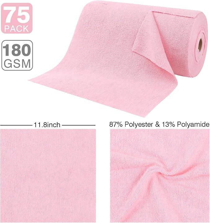Microfiber Cloth Roll 75 Pack, Tear Away Microfiber Towels 12x12 Inch, Reusable - Image 5