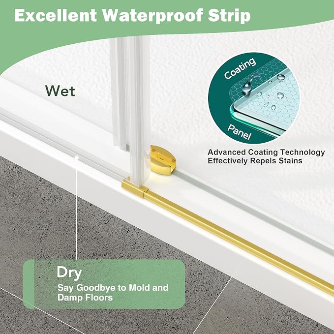 KPUY Frameless Shower Door, 55-60" W x 76" H Sliding Glass Shower Door - Image 8
