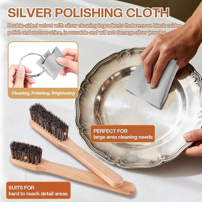 4 Pcs Horsehair Silver Cleaning Dauber Brushes Sterling Detail Polish - Image 7