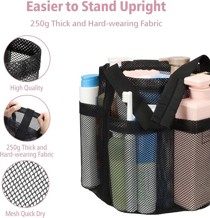 F-color Mesh Shower Caddy Portable, Large Capacity Shower Bag Basket Tote - Image 6