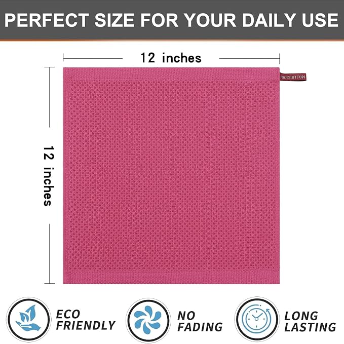 Kitinjoy 100% Cotton Kitchen Dish Cloths, 12 Pack Waffle Weave Ultra Soft - Image 5